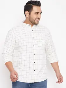 SHOWOFF Plus Plus Size Windowpane Checks Comfort Fit Cotton Casual Shirt