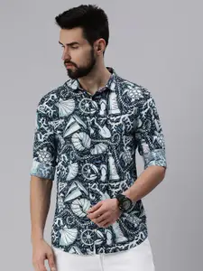 SHOWOFF Conversational Printed Comfort Fit Cotton Casual Shirt