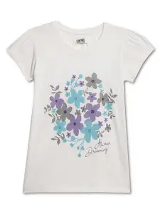 Cantabil Girls Floral Printed Cotton T-shirt