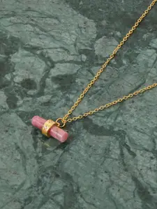 Accessorize Real Gold Plated Z Healing Stone Rhodolite T-Bar Pendant Necklace