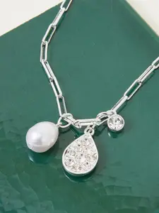 Accessorize Silver-Plated Filigree Drop Pendant Necklace