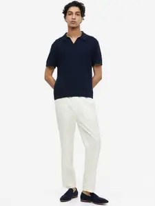 H&M Men Regular Fit Linen-Blend Trousers
