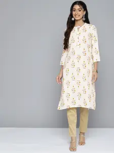 HERE&NOW Women Off White Floral Printed Kurta
