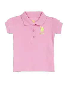 U.S. Polo Assn. Kids Girls Pure Cotton Polo Collar T-shirt