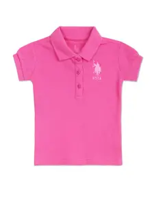 U.S. Polo Assn. Kids Girls Polo Collar Casual Pure Cotton T-shirt