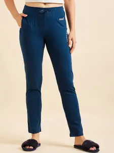 Sweet Dreams Women Teal Blue Relaxed Straight-Leg Lounge Pant