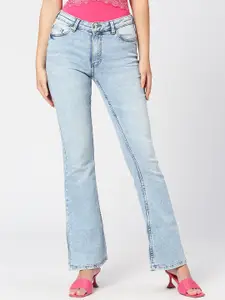 LOVEGEN Women Bootcut High-Rise Side Slit Acid Wash Stretchable Clean Look Jeans