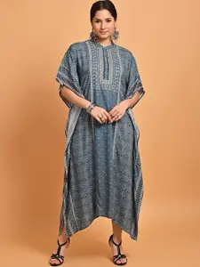 Lakshita Ethnic Motif Printed Mandarin Collar Kaftan Dress