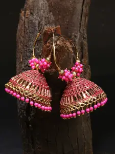 ANIKAS CREATION Gold-Plated Contemporary Jhumkas Earrings