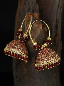 ANIKAS CREATION Gold-Plated Dome Shaped Jhumkas Earrings