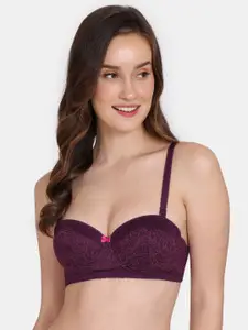 Zivame Floral Bra Half Coverage Underwired Lightly Padded All Day Comfort T-Shirt Bra