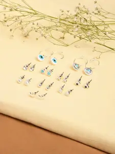 Accessorize Set Of 10 Silver-Plated Stud And Evil Eye Hoop Earrings