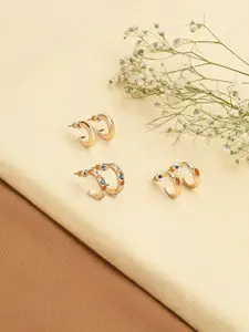 Accessorize London Women Set Of 3 Huggie Brights Gem Hoop Earrings