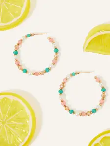 Accessorize London Women Small Coral Beaded Hoop Earrings