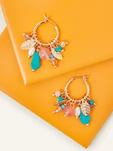 Accessorize London Women's Multi Beaded Pearl Leaf Hoop Earring