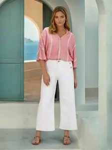 U.S. Polo Assn. Women Extended Sleeve Vertical Striped Top