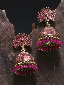 ANIKAS CREATION Gold Plated Peacock Shaped Jhumkas