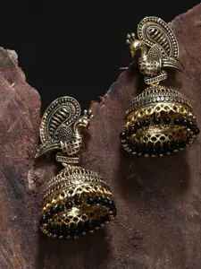 ANIKAS CREATION Gold-Plated Artificial Beads Contemporary Jhumkas