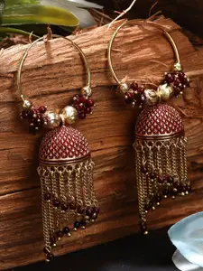 ANIKAS CREATION Gold-Plated Artificial Beads Contemporary Jhumkas