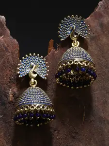 ANIKAS CREATION Gold-Plated Artificial Beads Contemporary Jhumkas