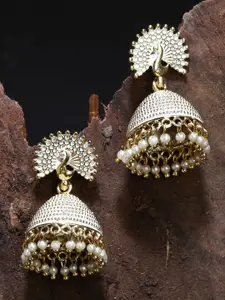 ANIKAS CREATION Gold-Plated Artificial Beads Contemporary Jhumkas