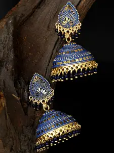 ANIKAS CREATION Gold-Plated Contemporary Jhumkas Earrings