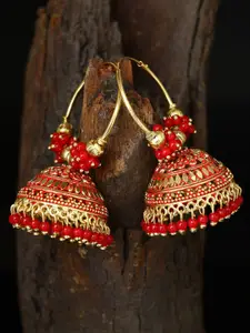ANIKAS CREATION Gold-Plated Dome Shaped Jhumkas