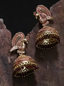 ANIKAS CREATION Gold-Plated Contemporary Jhumkas Earrings