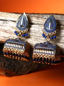 ANIKAS CREATION Gold Plated Enamelled Contemporary Jhumkas Earrings