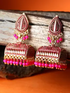 ANIKAS CREATION Gold Plated Contemporary Jhumkas Earrings