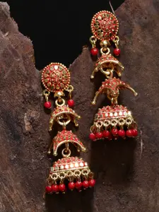 ANIKAS CREATION Gold Plated Dome Shaped Jhumkas Earrings