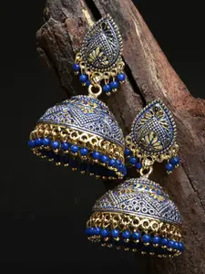 ANIKAS CREATION Gold-Plated Dome Shaped Jhumkas Earrings