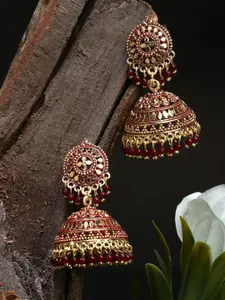 ANIKAS CREATION Gold-Plated Dome Shaped Jhumkas Earrings