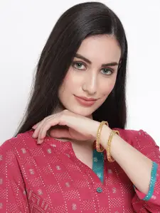 Anouk Set Of 2 Gold-Plated Stone-Studded Bangles