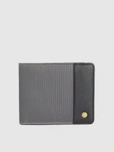 WROGN Men Colourblocked & Textured Leather Two Fold Wallet