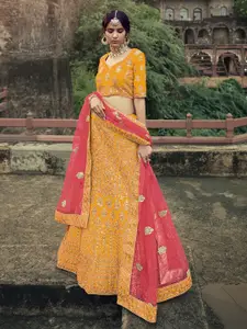 ODETTE Embroidered Stone Work Semi-Stitched Lehenga Choli With Dupatta
