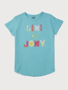 Gini and Jony Girls Typography Printed Cotton T-shirt
