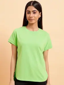 MINT STREET Round Neck Extended Sleeve Pure Cotton T-shirt