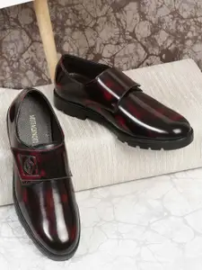 MUTAQINOTI Men Printed Vegan Leather Formal Monk Shoes
