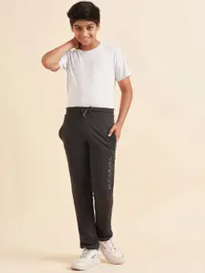 Sweet Dreams Boys Charcoal Mid-Rise Relaxed-Fit Track Pants