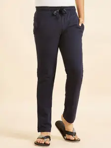 Sweet Dreams Boys Navy Blue Mid-Rise Relaxed-Fit Pure Cotton Lounge Pants