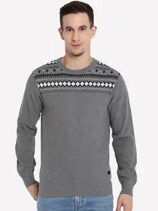 Red Chief Red Chief Men Grey & White Printed Pullover