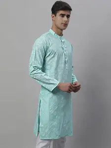 Anouk Green Mandarin Collar Floral Printed Kurta