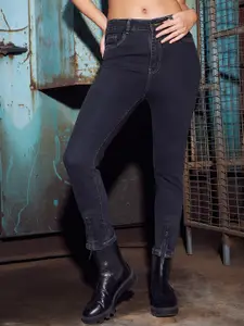 KASSUALLY Women Black Mid-Rise Skinny Fit Clean Look Stretchable Jeans