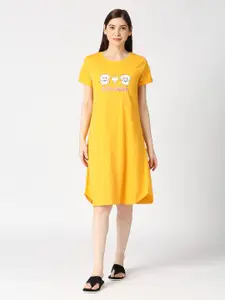zebu Graphic Printed Pure Cotton T-shirt Nightdress