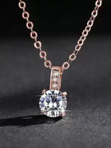 MYKI Women Cubic Zirconia Studded Rose Gold Plated AD Diamonds Pendant With Chain
