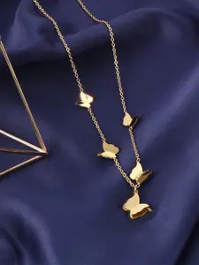 MYKI Pretty long Butterfly Gold-Plated Necklace