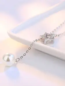 MYKI Women Trendy Heart Cubic Zircon Pearl Drop Sterling Silver Pendant