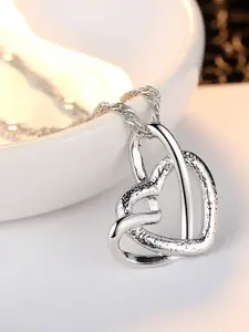 MYKI Sterling Silver Twirlling Double Heart Pendant