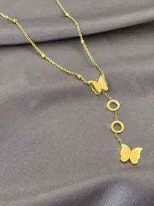 MYKI Cute Butterfly Gold-Plated Pendant with Chain
